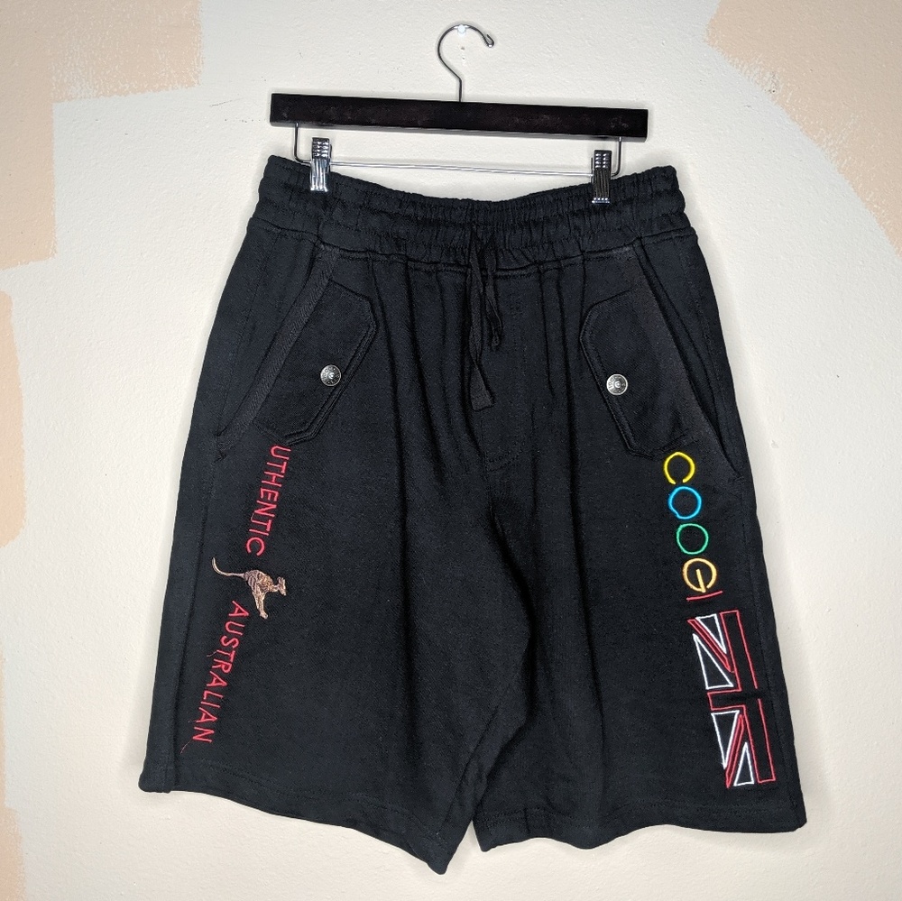 Coogi Men's Black Board Shorts Big Logo Spell Out